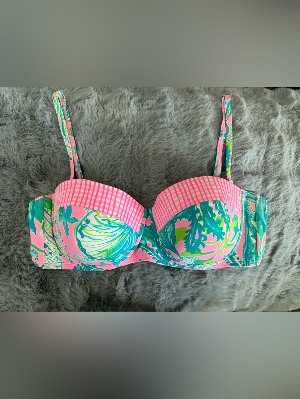 Lilly Pulitzer bikini top and bottom size 14 pink green hip nautic swimsuit - Picture 2 of 13